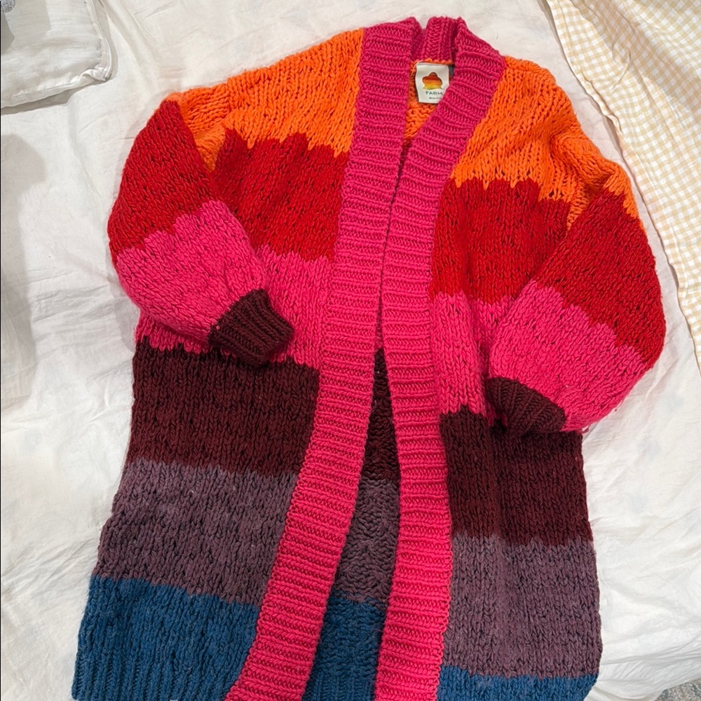 FARM Rio Pink and Orange Cardigan Sweater